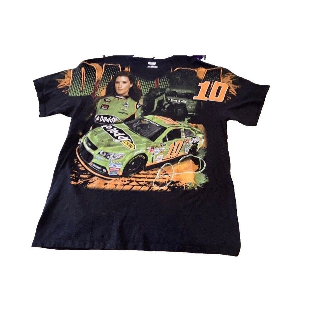 Danica Patrick‎ NASCAR GoDaddy All Over Print Black Chase Mens XL Racing Shirt